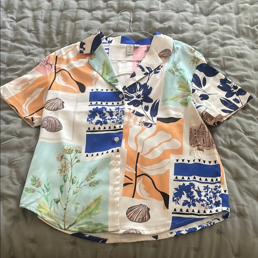 Joie Multicolor Floral and Geometric Blouse